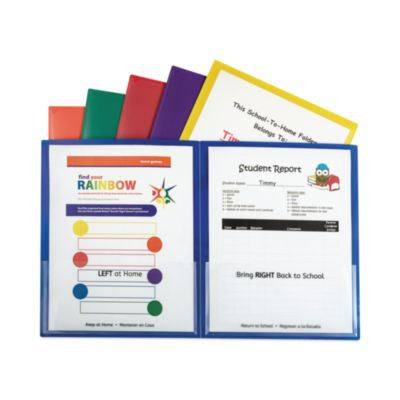 Classroom Connector Folders, Accommodates 11 x 8.5 Sheets, Clear/Assorted Colors, 6/Pack