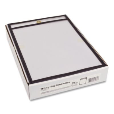 Stitched Shop Ticket Holders, Super Heavy-Duty, Top Load 5 x 8 Insert, Clear Front, Black Border, 25/Box