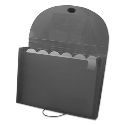 Expanding Files, 1.63" Expansion, 7 Sections, Cord/Hook Closure, 1/6-Cut Tabs, Letter Size, Smoke
