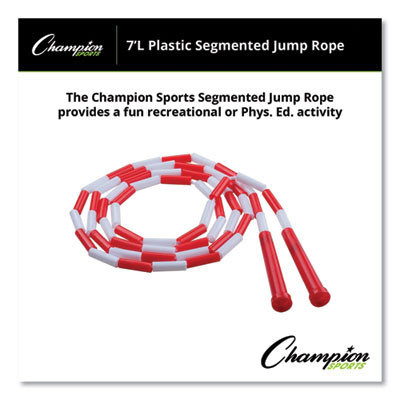 Segmented Plastic Jump Rope, 7 Ft, Red/White