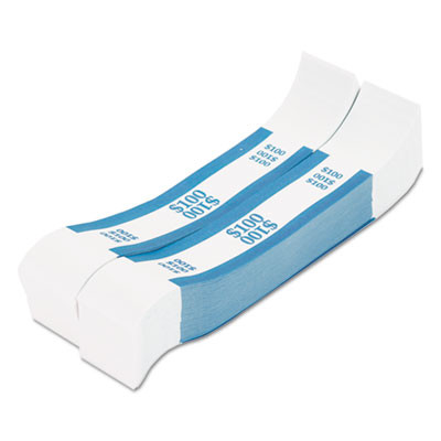 Currency Straps, Self-Adhesive, Ones, $100 Strap, Blue/White, 1,000/Pack