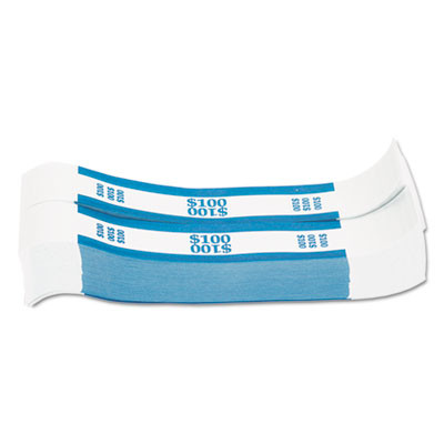 Currency Straps, Self-Adhesive, Ones, $100 Strap, Blue/White, 1,000/Pack