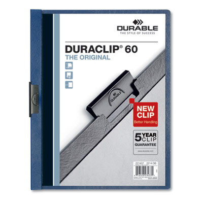 Duraclip Report Cover, Clip Fastener, 8.5 X 11, Clear/Dark Blue, 25/Box