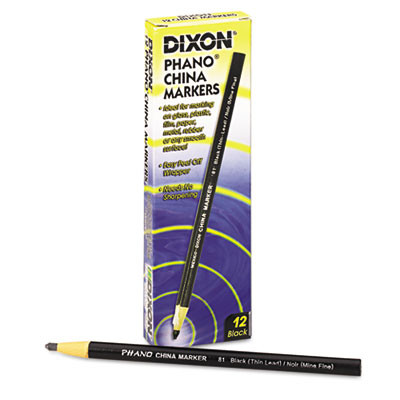 China Marker, Thin Core, 0.37" x 7", Black, Dozen