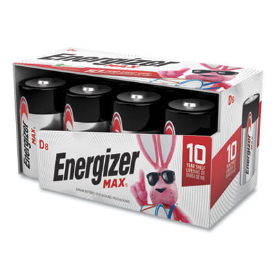 Max Alkaline D Batteries, 1.5 V, 8/Pack