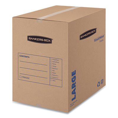 Smoothmove Basic Moving Boxes, Regular Slotted Container (Rsc), Large, 18" x 18" x 24", Brown/Blue, 15/Carton