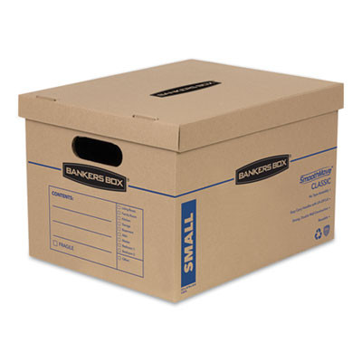 Smoothmove Classic Moving/Storage Boxes, Half Slotted Container (Hsc), Small, 12" x 15" x 10", Brown/Blue, 15/Carton