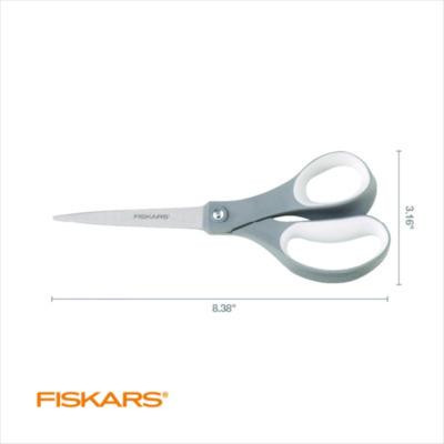 Contoured Performance Scissors, 8" Long, 3.13" Cut Length, Straight Gray Softgrip Handle