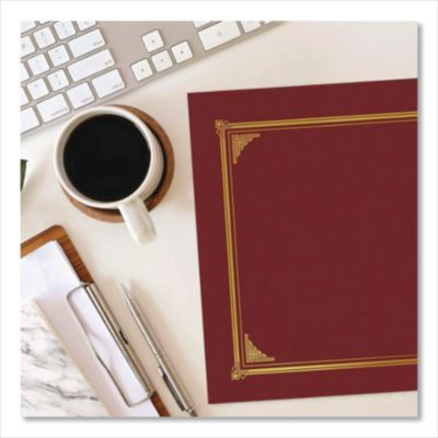Certificate/Document Cover, 12.5 x 9.75, Burgundy, 6/Pack
