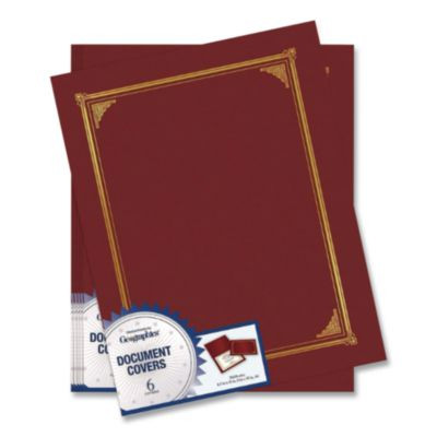 Certificate/Document Cover, 12.5 x 9.75, Burgundy, 6/Pack