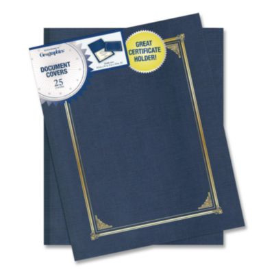 Certificate/Document Cover, 12.5 x 9.75, Metallic Blue, 6/Pack