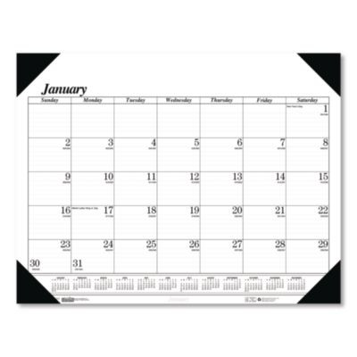 Recycled One-Color Dated Monthly Desk Pad Calendar, 18.5 x 13, White Sheets, Black Binding/Corners,12-Month (Jan-Dec): 2026