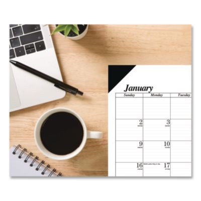 Recycled One-Color Dated Monthly Desk Pad Calendar, 18.5 x 13, White Sheets, Black Binding/Corners,12-Month (Jan-Dec): 2026