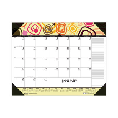 Recycled Desk Pad Calendar, Geometric Artwork, 22 x 17, White Sheets, Black Binding/Corners,12-Month (Jan To Dec): 2026