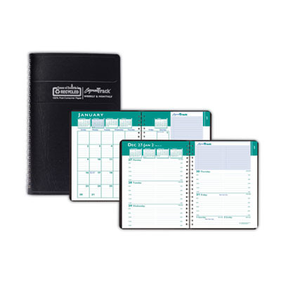 Express Track Recycled Weekly Appointment Book/Monthly Planner, 8 x 5, Black Cover, 13-Month: Jan 2026 To Jan 2027