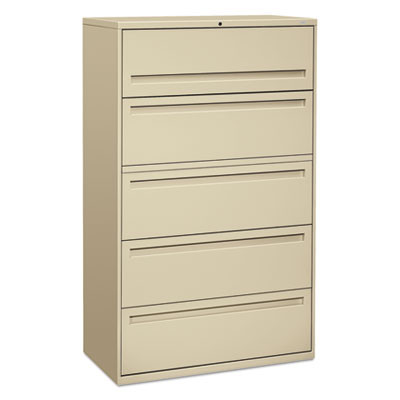 Brigade 700 Series Lateral File, 4 Legal/Letter-Size File Drawers, 1 File Shelf, 1 Post Shelf, Putty, 42" X 18" X 64.25"