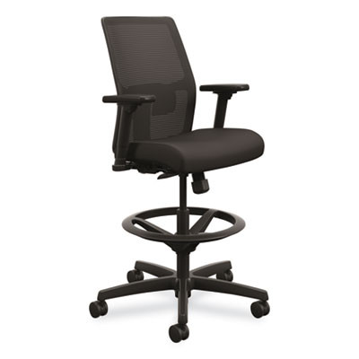 Ignition 2.0 Ilira Stretch Mesh Back Task Stool, Supports Up To 300 Lb, 23" To 32" Seat Height, Black