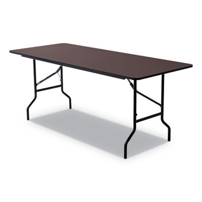 Officeworks Classic Wood-Laminate Folding Table, Curved Legs, Rectangular, 72" x 30" x 29", Walnut