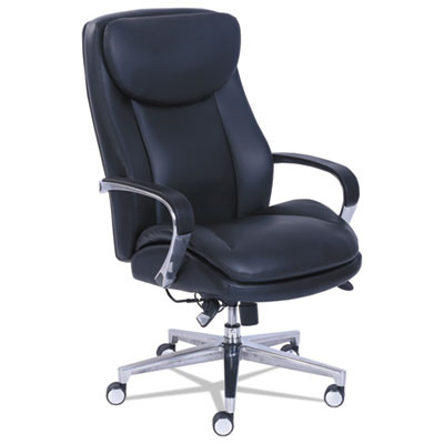 Commercial 2000 High-Back Executive Chair, Dynamic Lumbar Support, Supports 300Lb, 20" To 23" Seat Height, Black, Silver Base