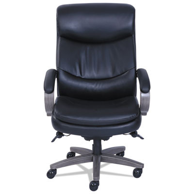 Woodbury Big/Tall Executive Chair, Supports Up To 400 Lb, 20.25" To 23.25" Seat Height, Black Seat/Back, Weathered Gray Base