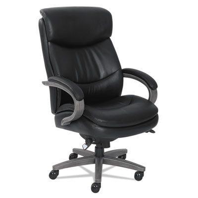 Woodbury Big/Tall Executive Chair, Supports Up To 400 Lb, 20.25" To 23.25" Seat Height, Black Seat/Back, Weathered Gray Base