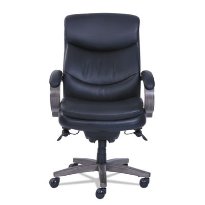 Woodbury High-Back Executive Chair, Supports Up To 300 Lb, 20.25" To 23.25" Seat Height, Black Seat/Back, Weathered Gray Base