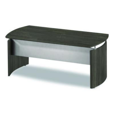 Medina Series Laminate Curved Desk Top, 72" X 36", Gray Steel