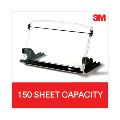 In-Line Document Holder With 14" Wide Backplate, Holds Up To 150 Letter Size Sheets, Plastic, Black/Clear