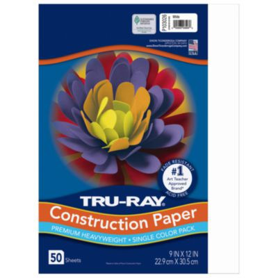 Tru-Ray Construction Paper, 76 Lb Text Weight, 9 x 12, White, 50 Sheets/Pack, 50 Packs/Carton