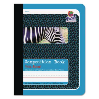 Primary Composition Book, D'Nealian 1-3, Zaner-Bloser 2, Manuscript Rule (1/2"), Blue/Black Cover, (100) 9.75 x 7.5 Sheets