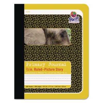 Primary Picture Story Book, D'Nealian 1-3, Zaner-Bloser 2, Manuscript Rule (1/2"), Yellow/Black Cover,(100) 9.75 x 7.5 Sheets