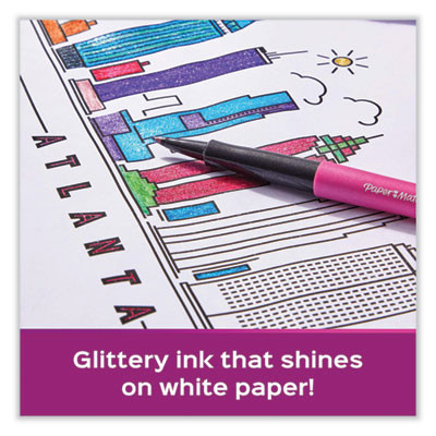 Flair Metallic Porous Point Pen, Stick, Medium 0.7 Mm, Assorted Ink And Barrel Colors, 8/Pack