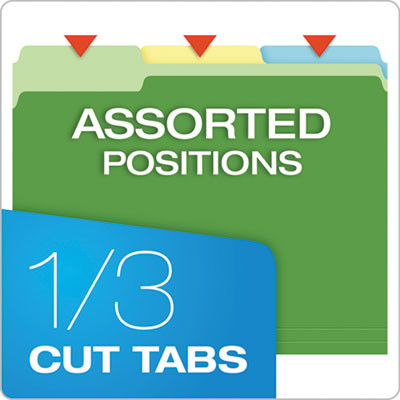 Colored File Folders, 1/3-Cut Tabs: Assorted, Letter Size, Assorted Colors, 100/Box