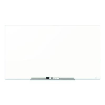Invisamount Magnetic Glass Marker Board, 50" x 28", White Surface