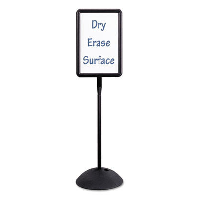 Writeway Two-Sided Dry Erase Standing Message Sign, White 14.25" x 22.5" Rectangle Surface, Black Frame, 14.25" x 22.5" x 65"