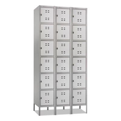 Three-Column Box Locker, 36w X 18d X 78h, Two-Tone Gray