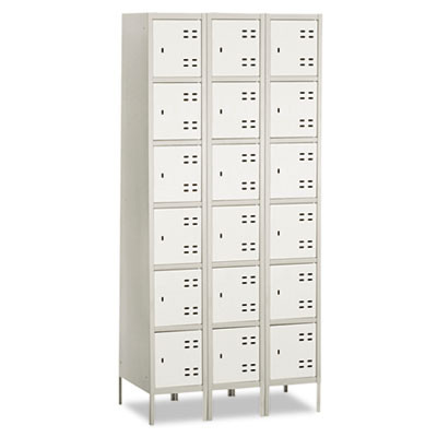 Three-Column Box Locker, 36w X 18d X 78h, Two-Tone Gray