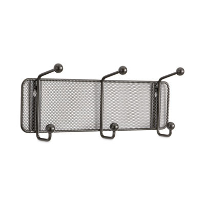 Onyx Mesh Wall Racks, 3 Hook, 14.75w x 3d x 5.5h, Black