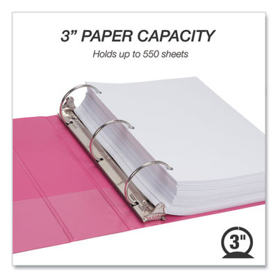Earth's Choice Plant-Based Economy Round Ring View Binders, 3 Rings, 3" Capacity, 11 x 8.5, Pink, 2/Pack