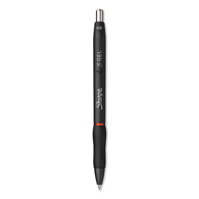 S-Gel High-Performance Gel Pen, Retractable, Fine 0.5 Mm, Red Ink, Black Barrel, Dozen