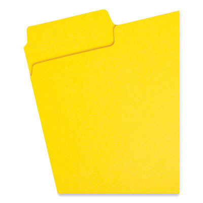 Supertab Colored File Folders, 1/3-Cut Tabs: Assorted, Letter Size, 0.75" Expansion, 11-Pt Stock, Yellow, 100/Box