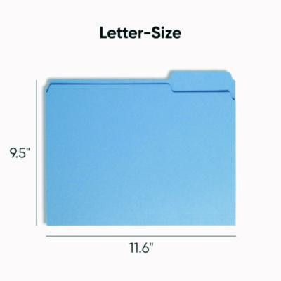 Colored File Folders, 1/3-Cut Tabs: Assorted, Letter Size, 0.75" Expansion, Blue, 100/Box