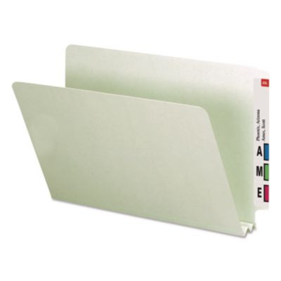 Extra-Heavy Recycled Pressboard End Tab Folders, Straight Tabs, Legal Size, 2" Expansion, Gray-Green, 25/Box