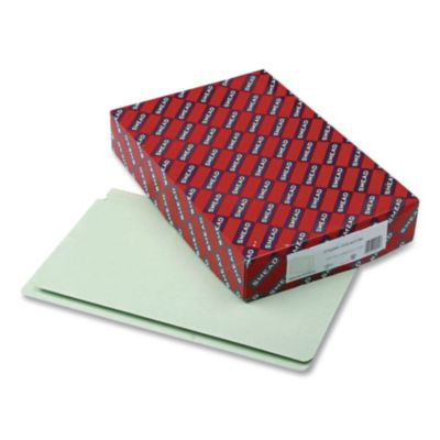 Extra-Heavy Recycled Pressboard End Tab Folders, Straight Tabs, Legal Size, 2" Expansion, Gray-Green, 25/Box