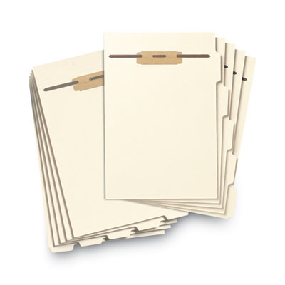 Stackable Folder Dividers With Fasteners, End Tab: 1/5-Cut, 1 Fastener, Letter Size, Manila, 4 Dividers/Set, 50 Sets/Pack