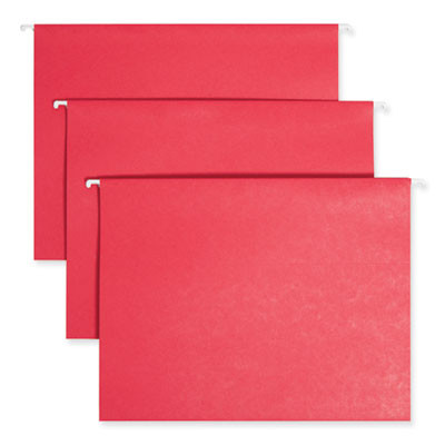 Tuff Hanging Folders With Easy Slide Tab, Letter Size, 1/3-Cut Tabs, Red, 18/Box