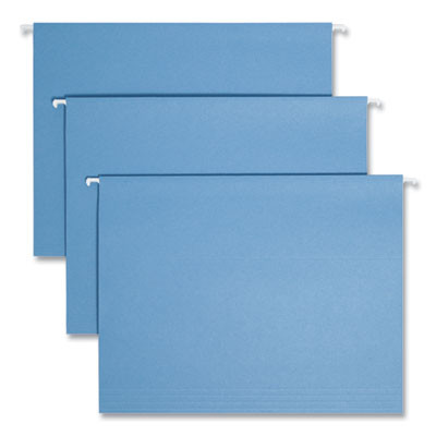 Colored Hanging File Folders With 1/5 Cut Tabs, Letter Size, 1/5-Cut Tabs, Blue, 25/Box