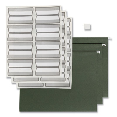 100% Recycled Hanging File Folders With Protab Kit, Letter Size, 1/3-Cut, Standard Green