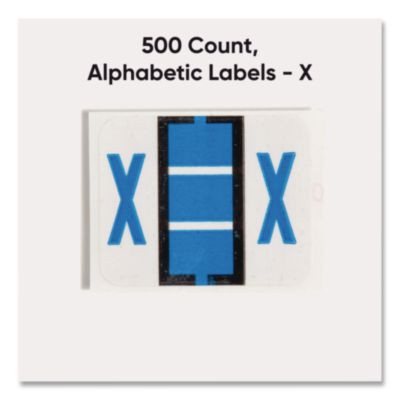 A-Z Color-Coded End Tab Filing Labels, X, 1 X 1.25, White, 500/Roll