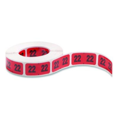 Yearly End Tab File Folder Labels, 22, 0.75 X 1.5, Red, 500 Labels/Roll